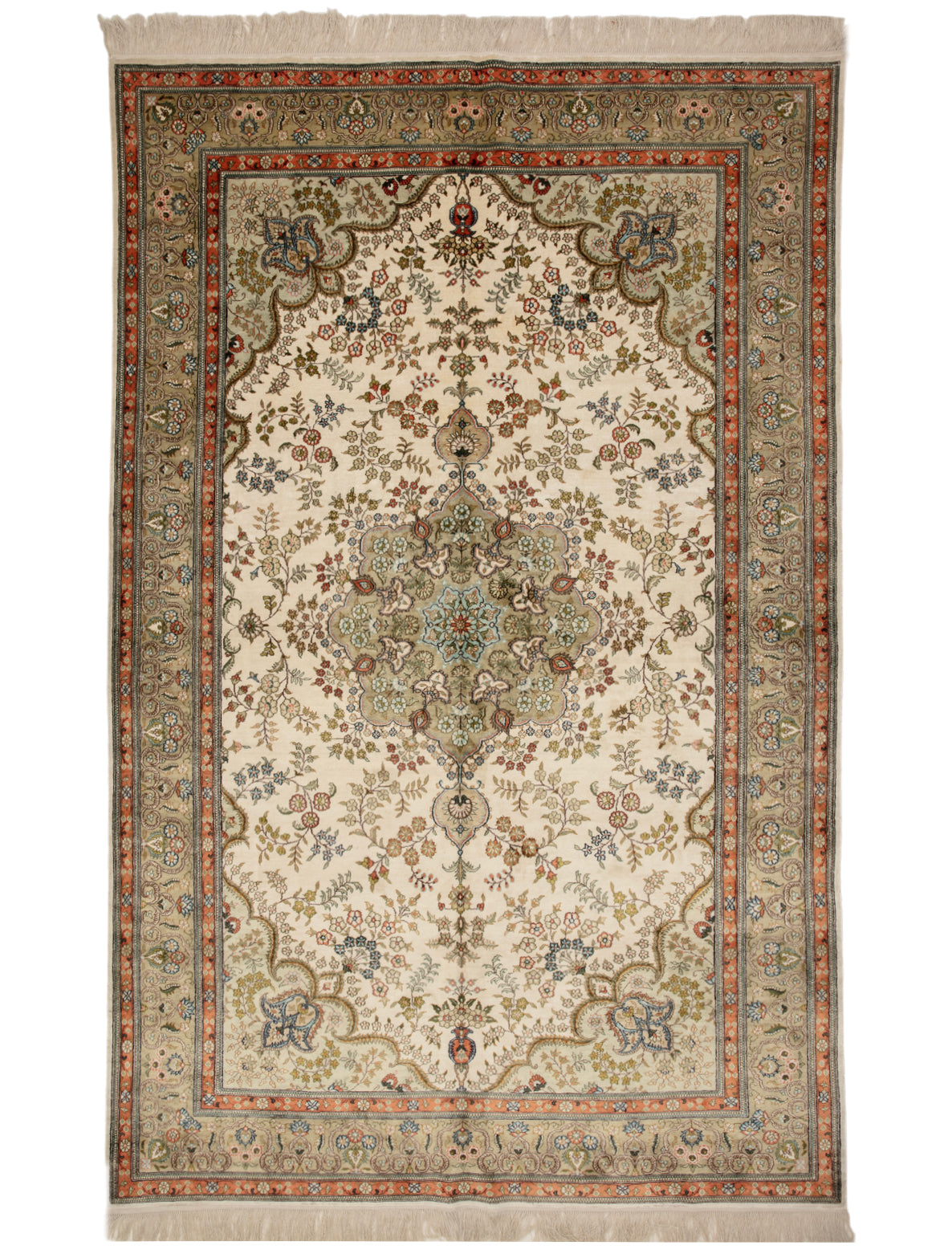 Chinese Silk Hereke 300 Lines Rug