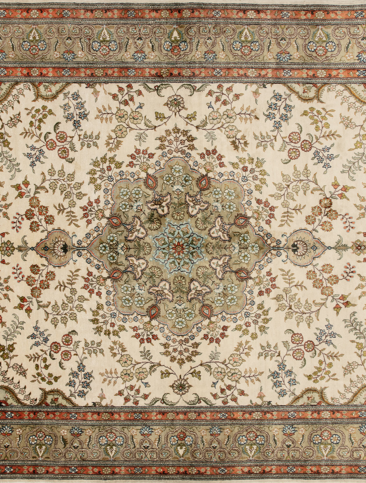 Chinese Silk Hereke 300 Lines Rug