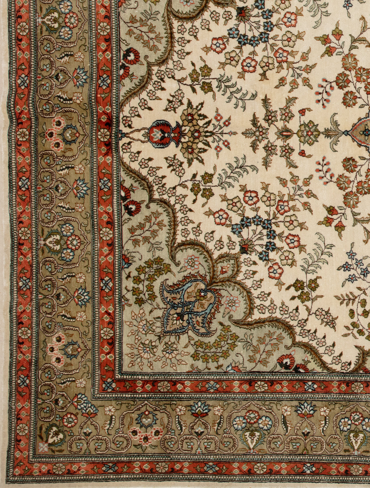 Chinese Silk Hereke 300 Lines Rug