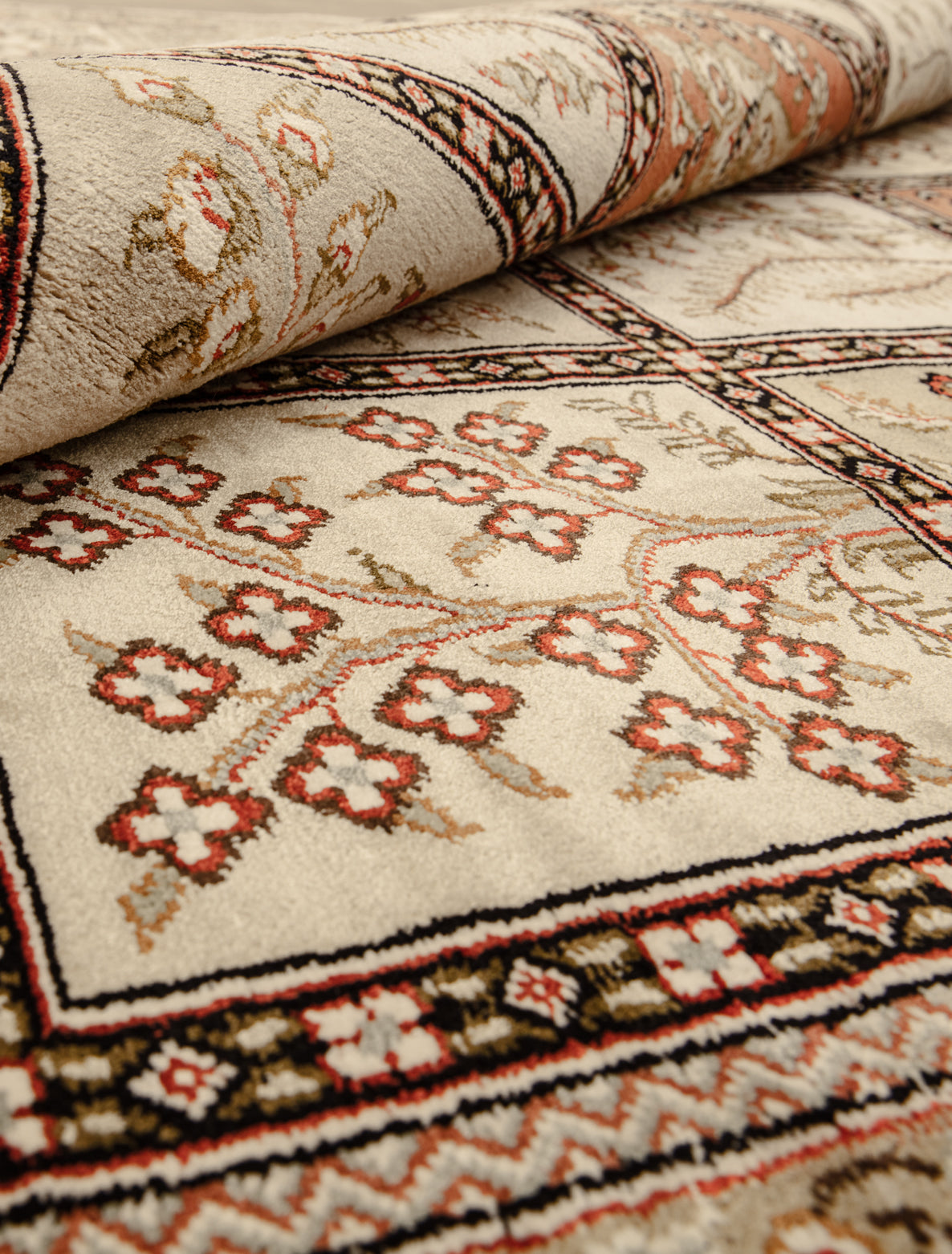 Chinese Silk Hereke 300 Lines Rug
