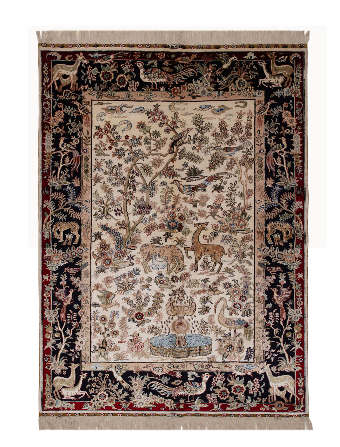 Chinese Silk Hereke 300 Lines Rug