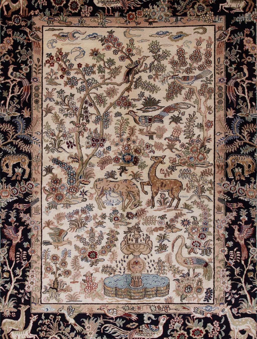 Chinese Silk Hereke 300 Lines Rug