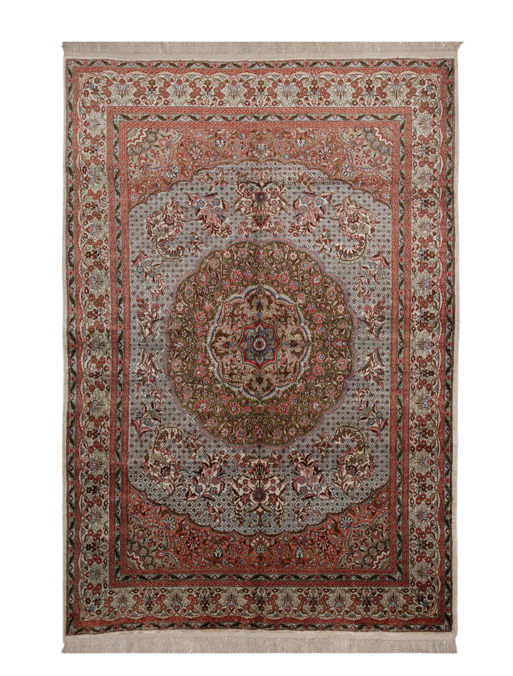 Chinese Silk Hereke 300 Lines Rug