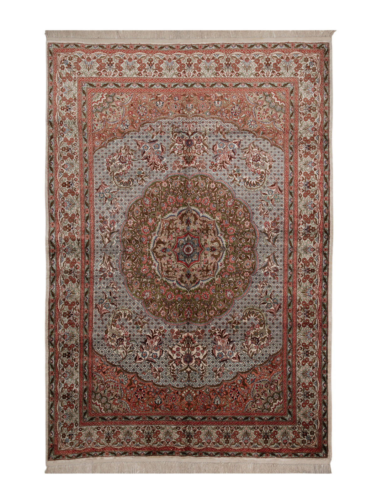 Chinese Silk Hereke 300 Lines Rug