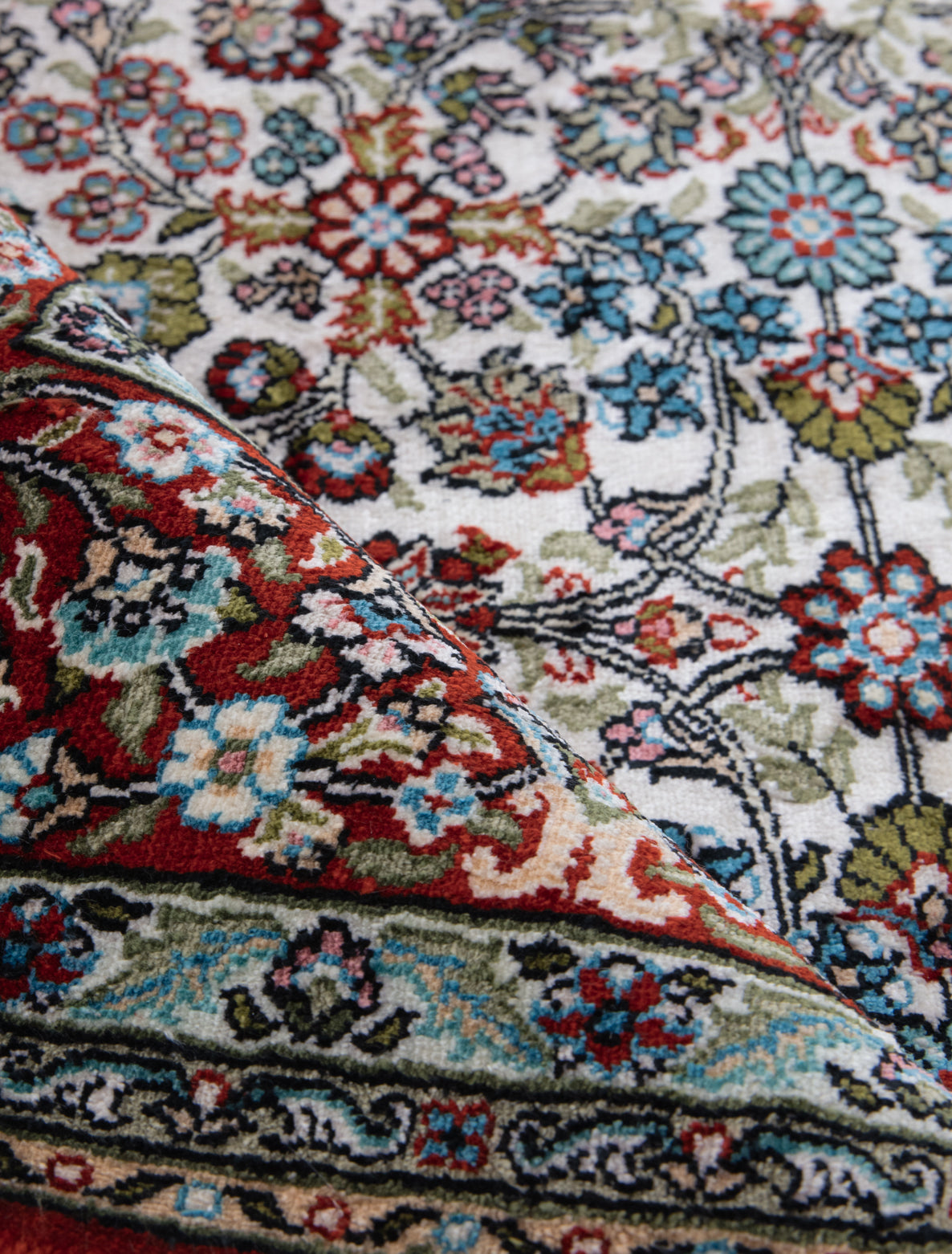 Chinese Silk Hereke 300 Lines Rug