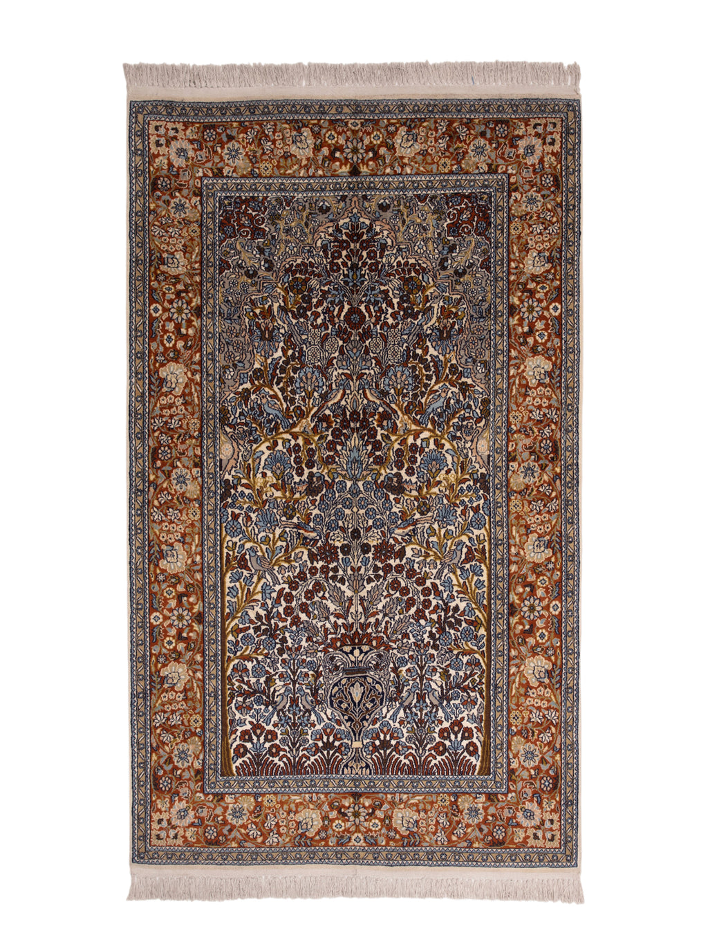Chinese Silk Hereke 300 Lines Rug