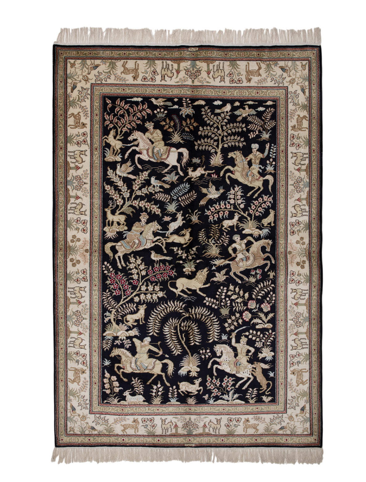 Chinese Silk Hereke 300 Lines Rug