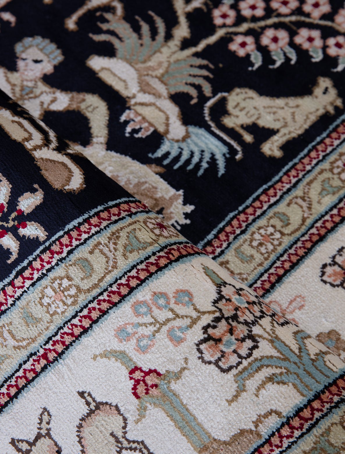 Chinese Silk Hereke 300 Lines Rug