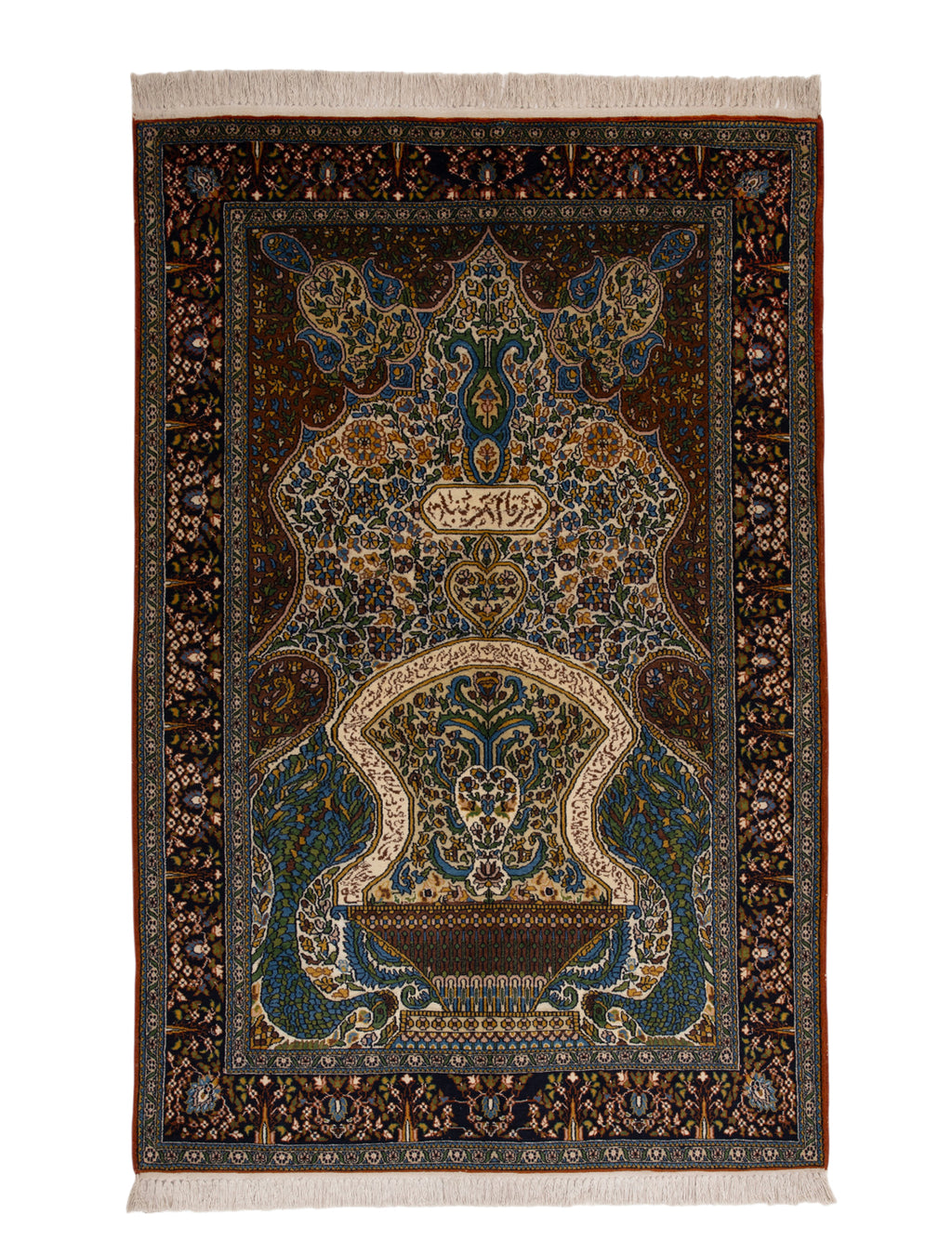 Chinese Silk Hereke 300 Lines Rug