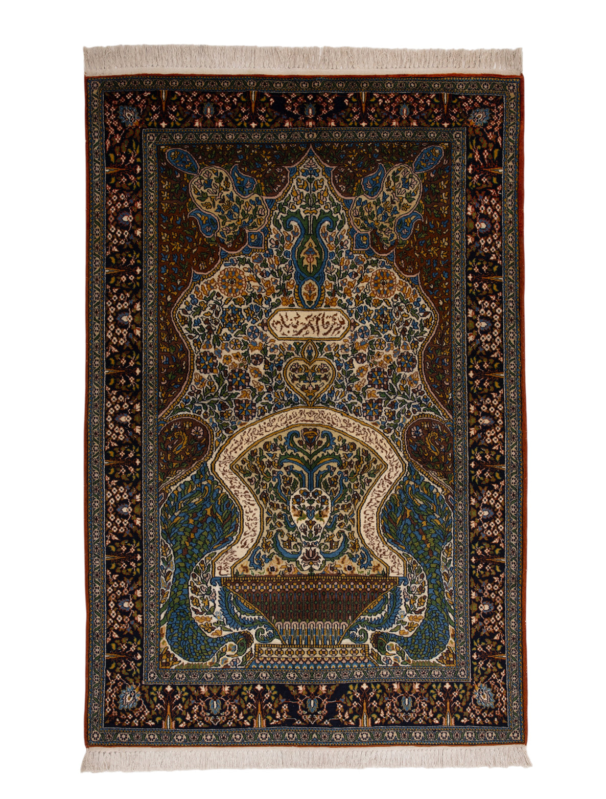 Chinese Silk Hereke 300 Lines Rug