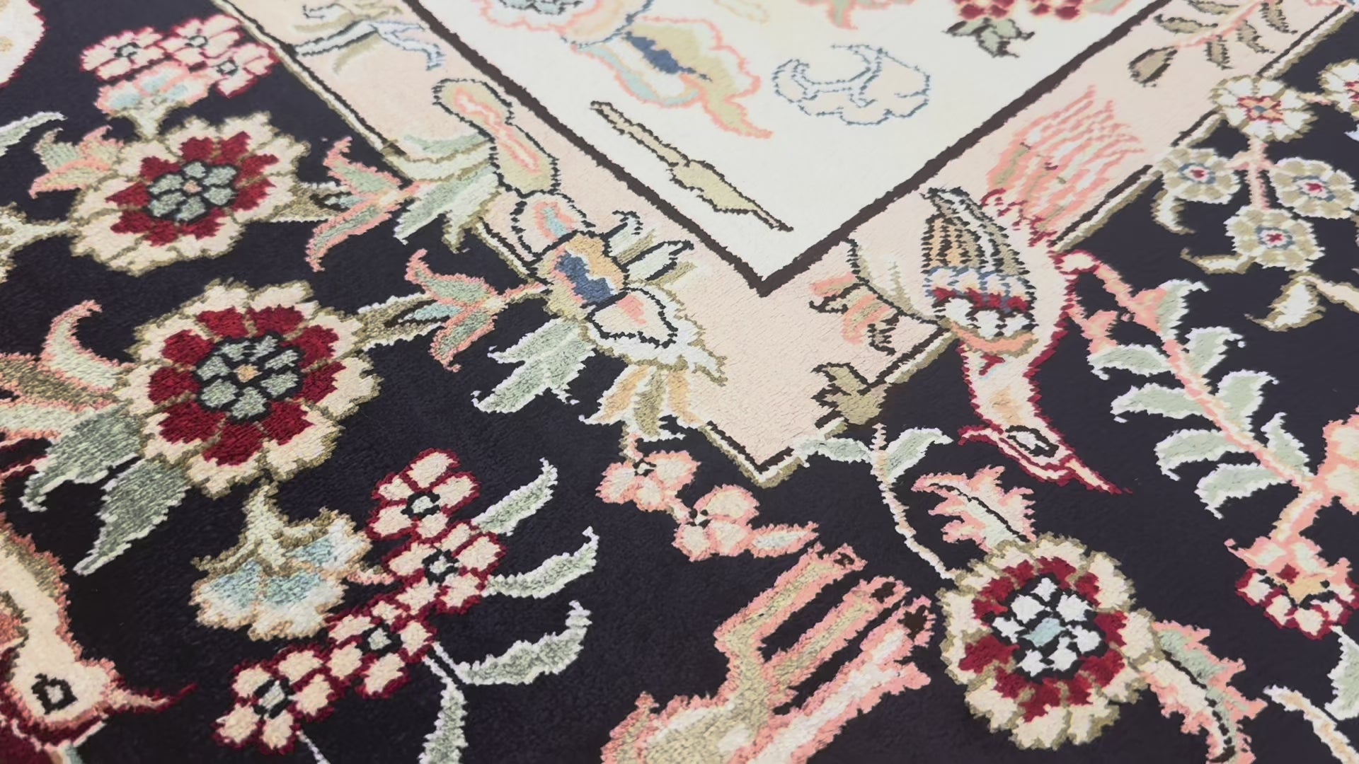 Chinese Silk Hereke 300 Lines Rug